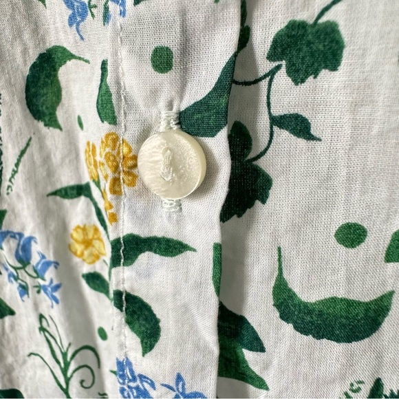 Seasalt Shirt Womens Sz 4 Button Up Larissa Organic Cotton Floral Roll Tab - Picture 10 of 12